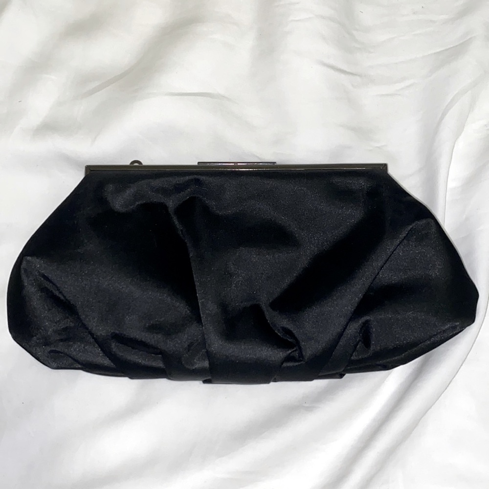 Satin Lulu Townsend Black Clutch Purse
